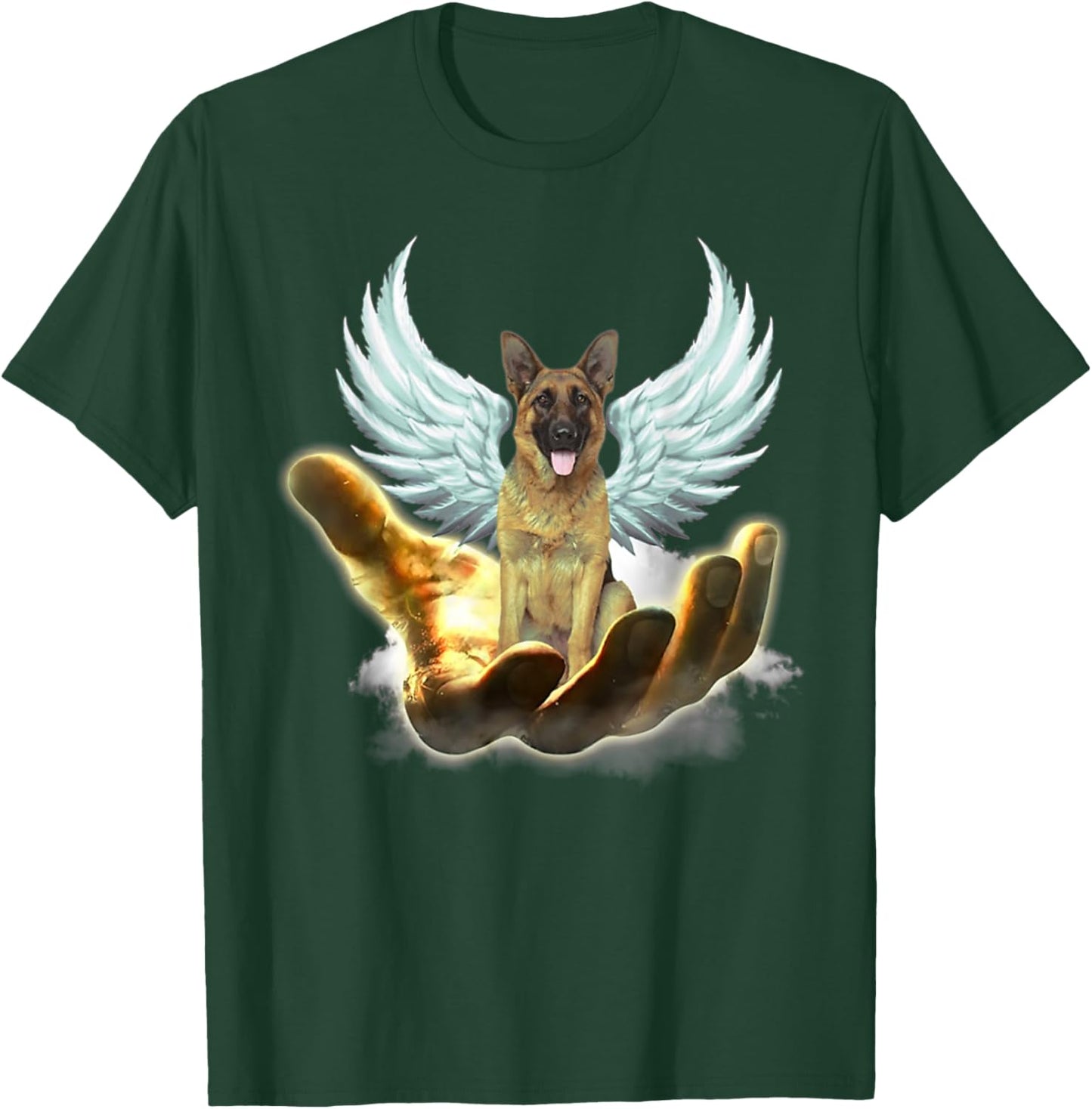 Angel German Shepherd Golden Hand Heaven Wings God T-Shirt - T-Shirt | Forest