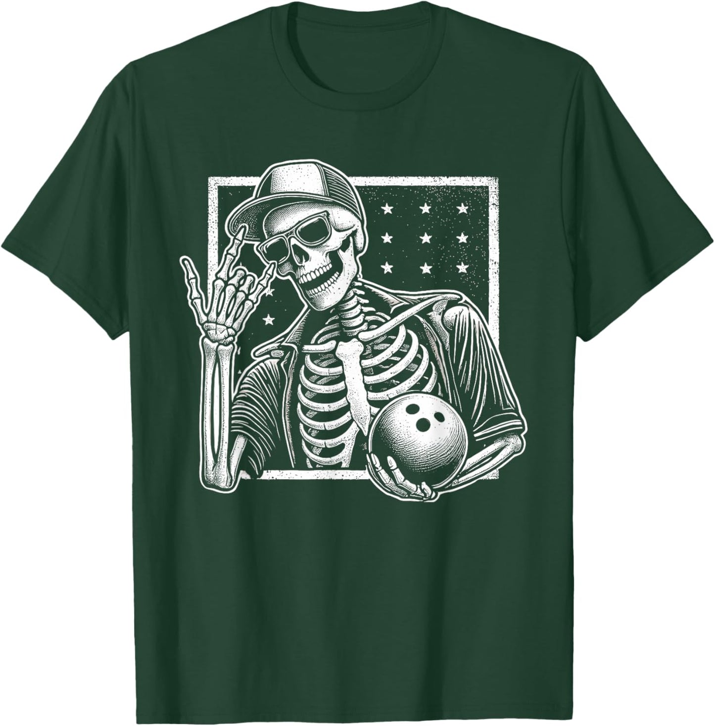 Skeleton Bowling Player Birthday Halloween Kids T-Shirt - T-Shirt | Forest