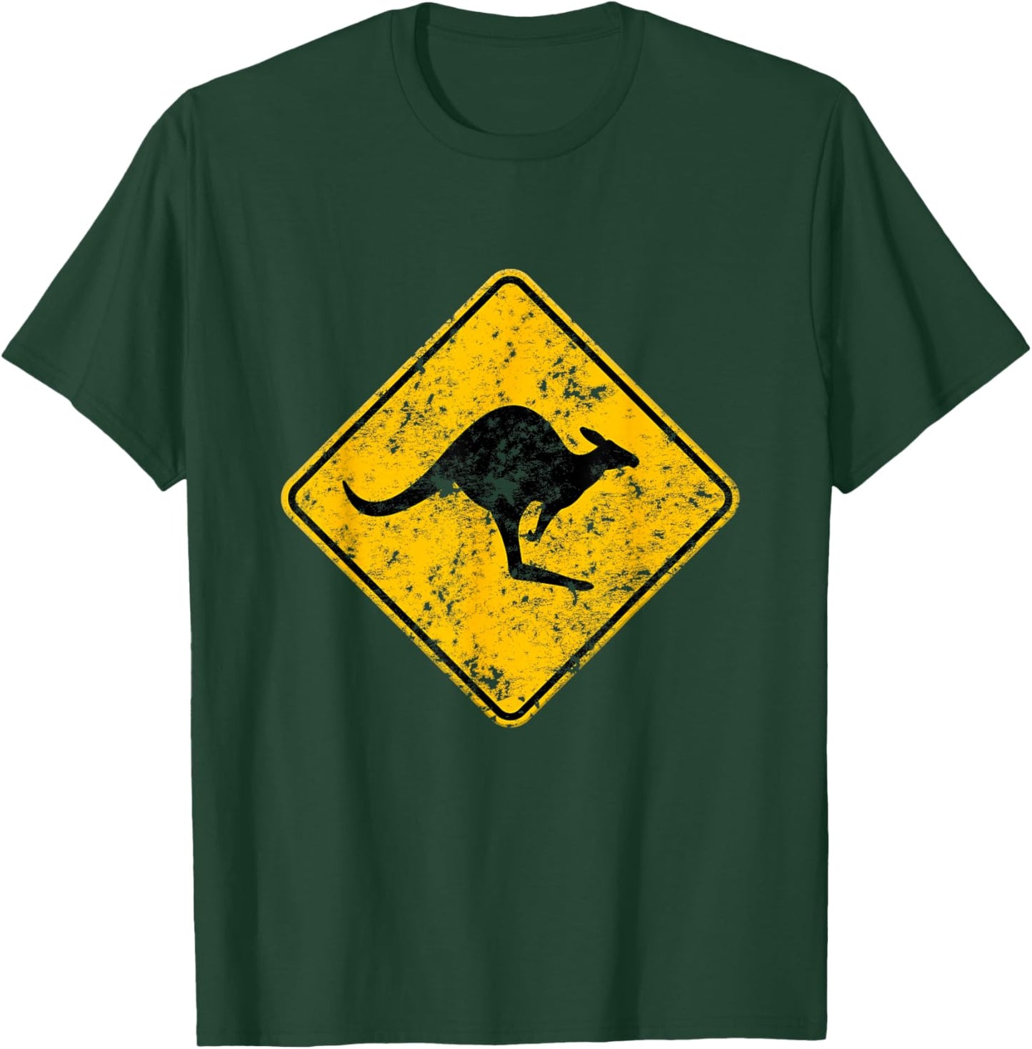 Vintage Kangaroo Road Sign Australia Aussie Roo Adult Kids T-Shirt - T-Shirt | Forest