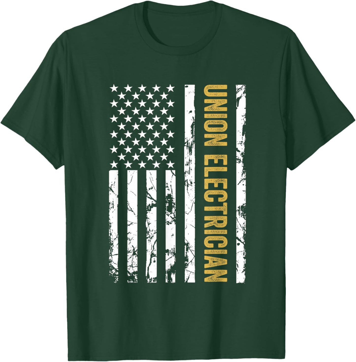 Union Electrician USA American Flag Pro Union Workers Rights T-Shirt - T-Shirt | Forest
