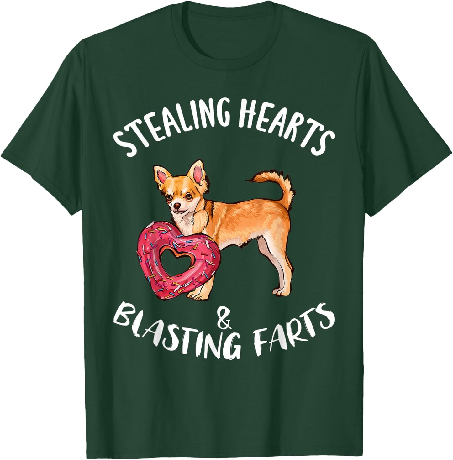 Stealing Heart Blasting Farts Brown Chihuahua Valentines Day T-Shirt - T-Shirt | Forest