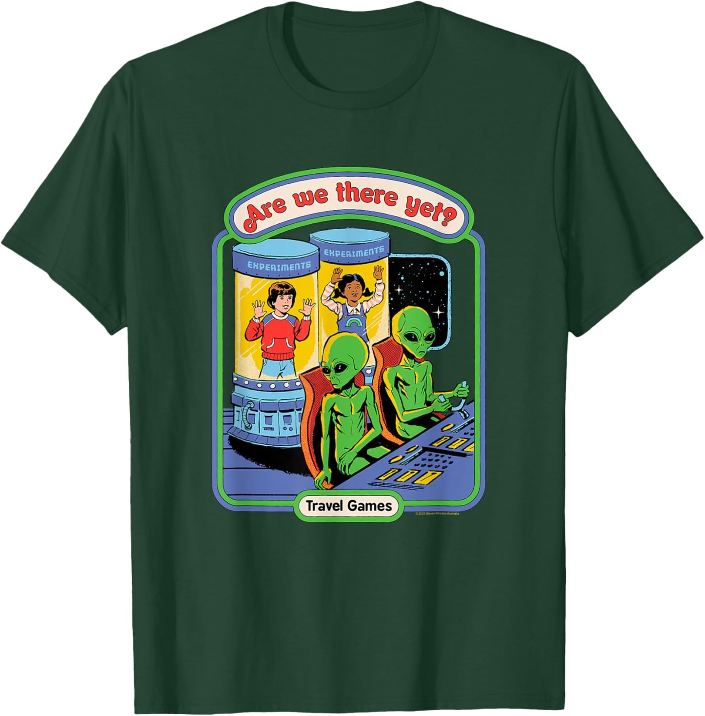 Steven Rhodes are We There Yet? Alien Games Retro Dark Humor T-Shirt - T-Shirt | Forest