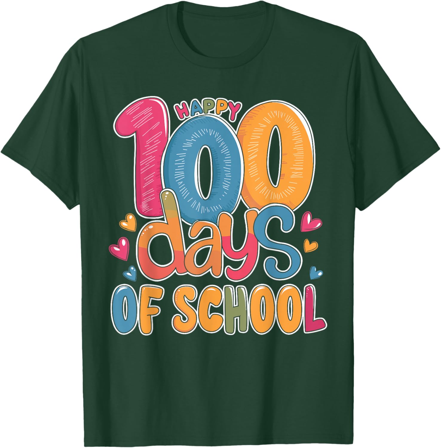Cute 100 Days Of School Happy 100th Day Of School Teacher T-Shirt - T-Shirt | Forest