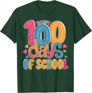 Cute 100 Days Of School Happy 100th Day Of School Teacher T-Shirt - T-Shirt | Forest