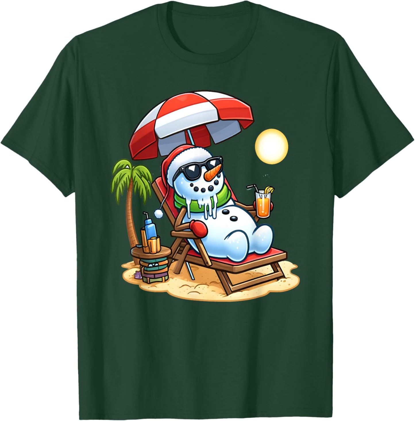 Christmas in July Funny Snowman Summer Fun Beach Holiday T-Shirt - T-Shirt | Forest
