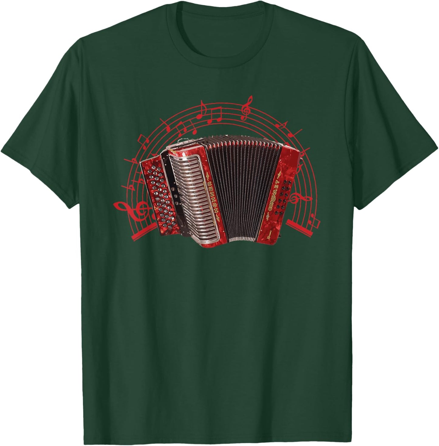 Retro Air Accordion Player Choir Musical Men Women Husband T-Shirt - T-Shirt | Forest