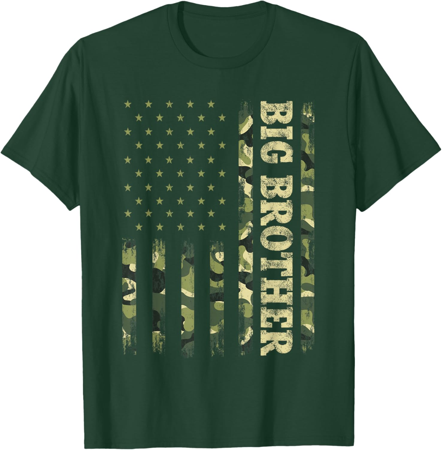 Fathers Day Shirt Bro, Big Brother Camouflage American Flag T-Shirt - T-Shirt | Forest