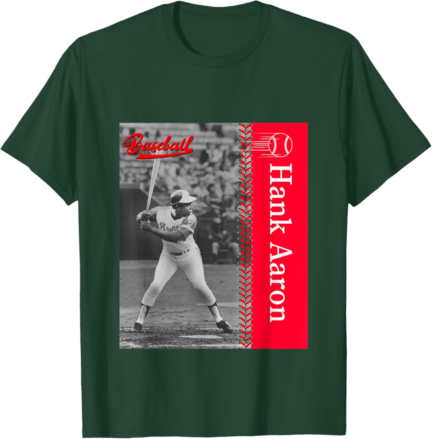 Great Moment Store Hank Aaron_Baseball_001 , Small, Black T-Shirt - T-Shirt | Forest