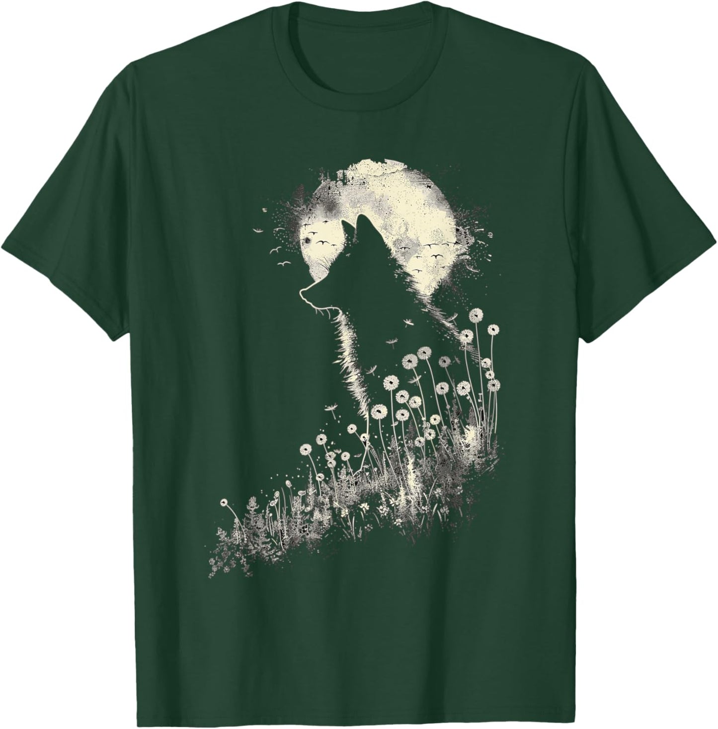 Fox Dandelion Wildlife Foxes Nature Art T-Shirt - T-Shirt | Forest