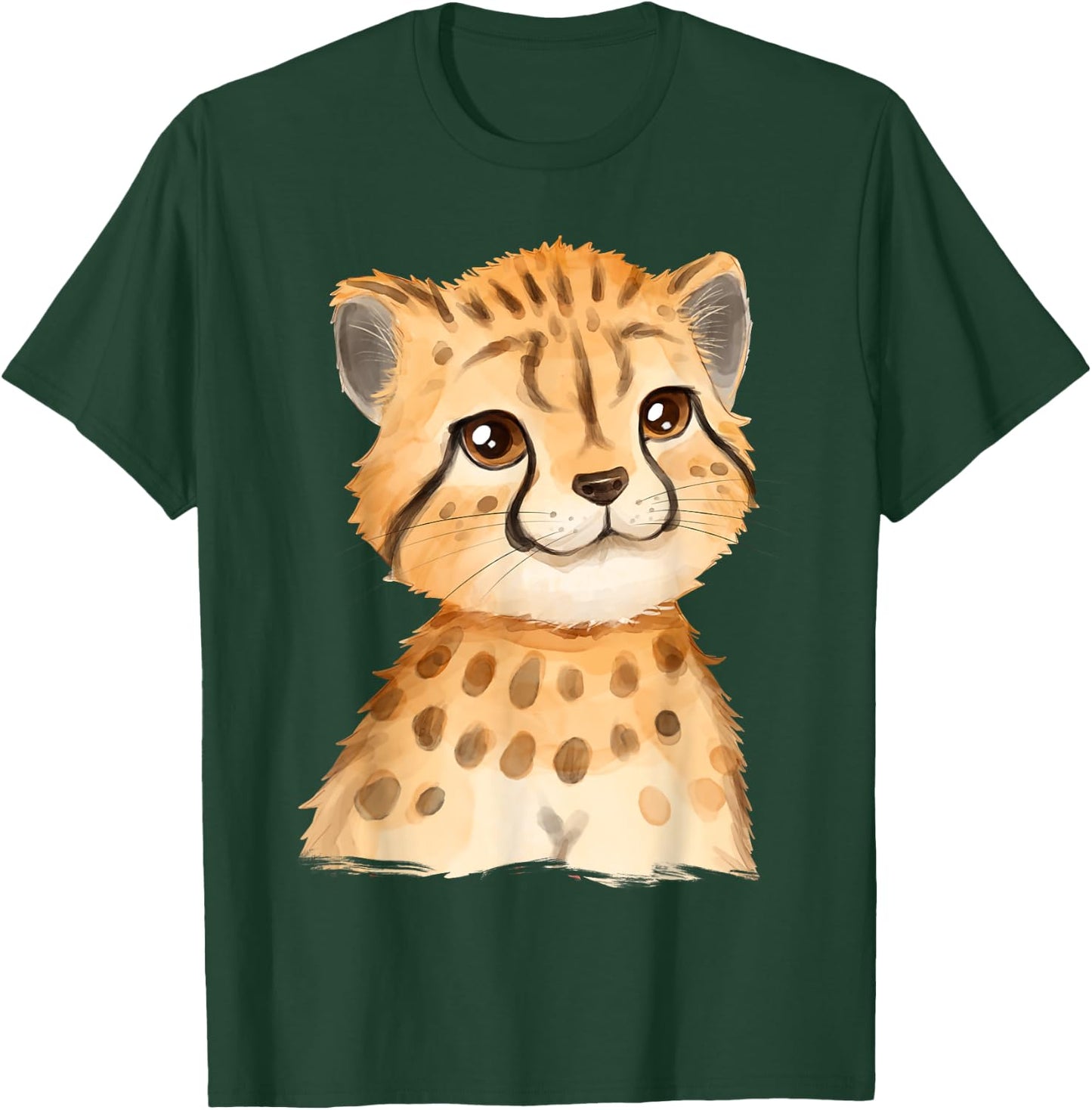 Baby Cheetah Cub Watercolor T-Shirt - T-Shirt | Forest