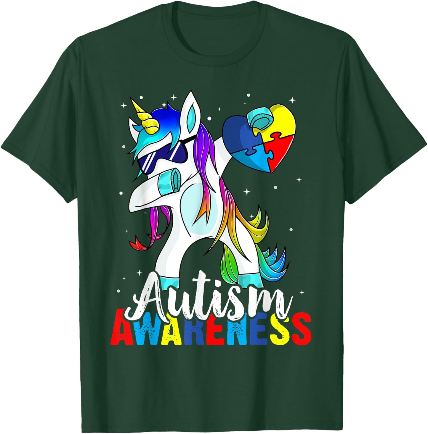 Dabbing Unicorn Autism Awareness Kids Girls Boys Be Kind T-Shirt - T-Shirt | Forest