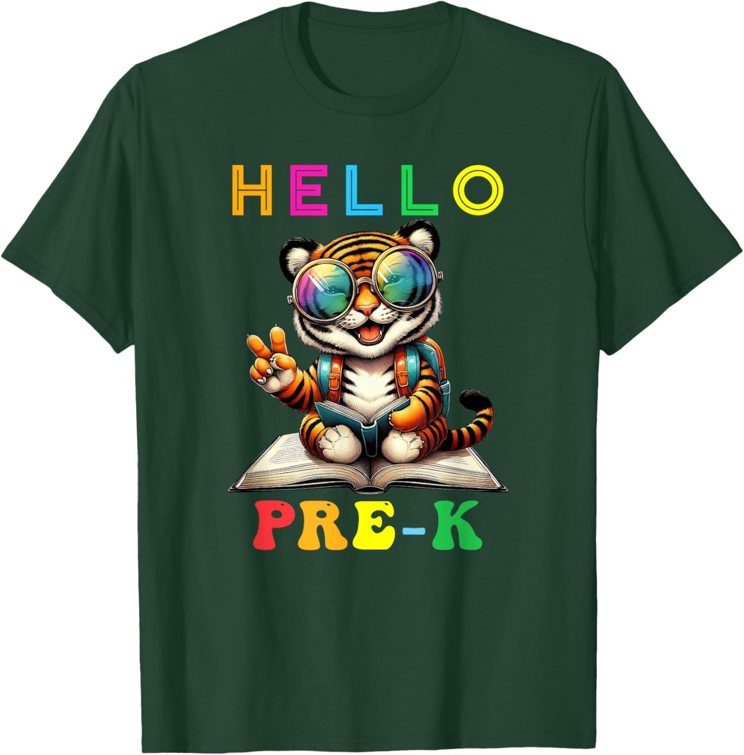 Hello Pre K Tiger Lover Back to School Kids Boys Girls T-Shirt - T-Shirt | Forest