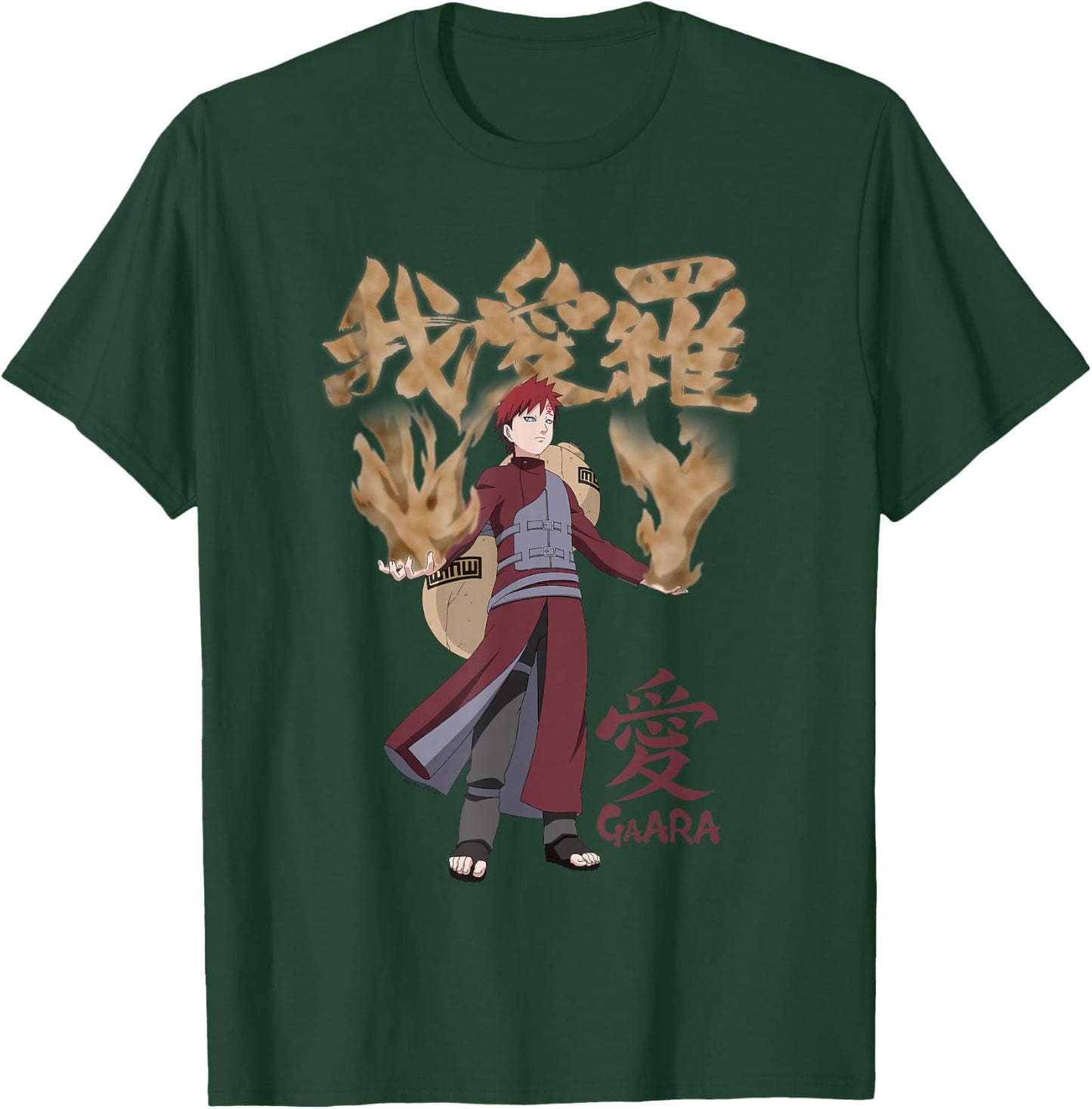 Naruto Shippuden Gaara with Sand and Kanji Anime T-Shirt - T-Shirt | Forest