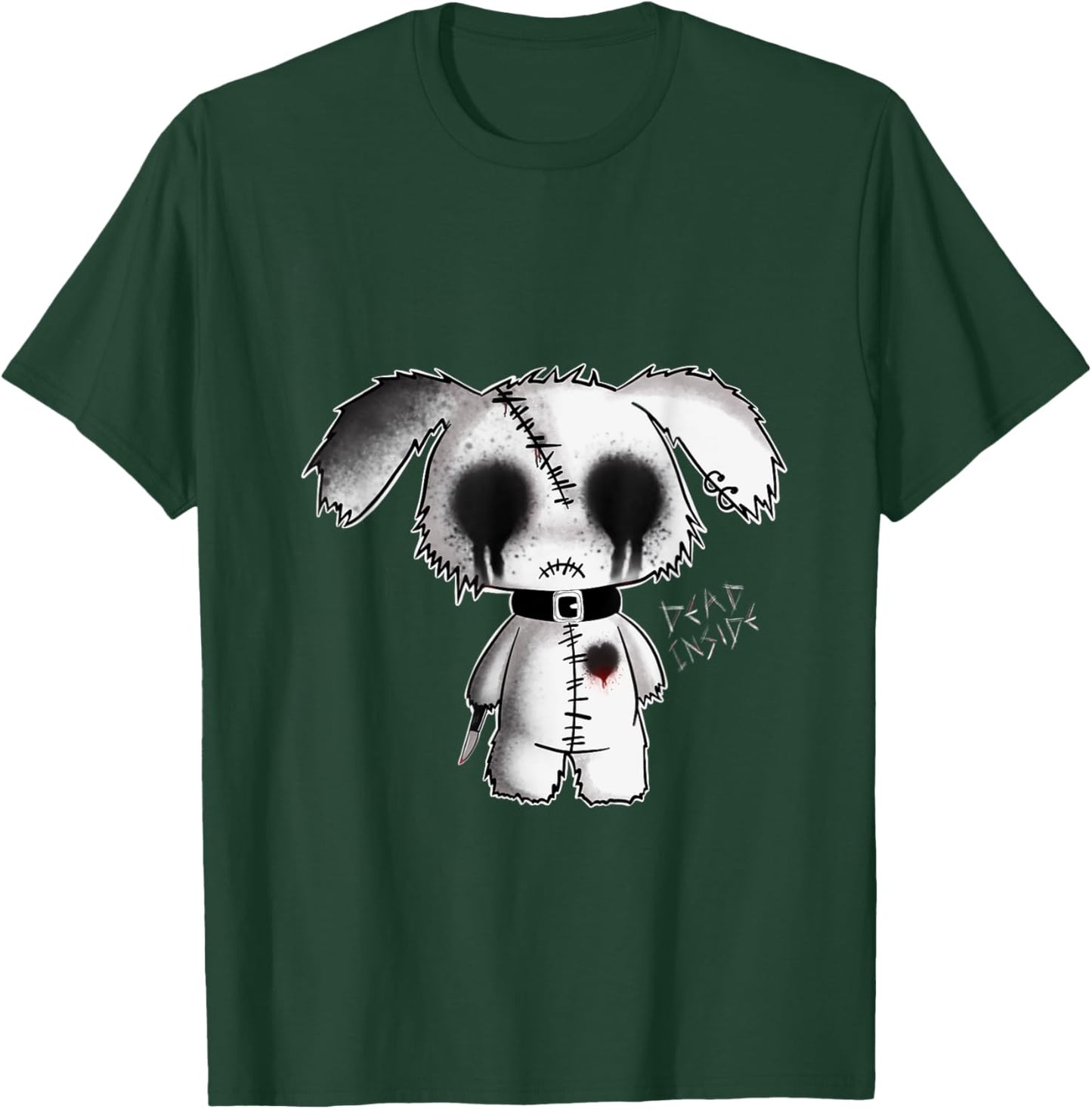 Bunny Goth Holding Knife Kawaii Creepy Bunny Halloween Fun T-Shirt - T-Shirt | Forest