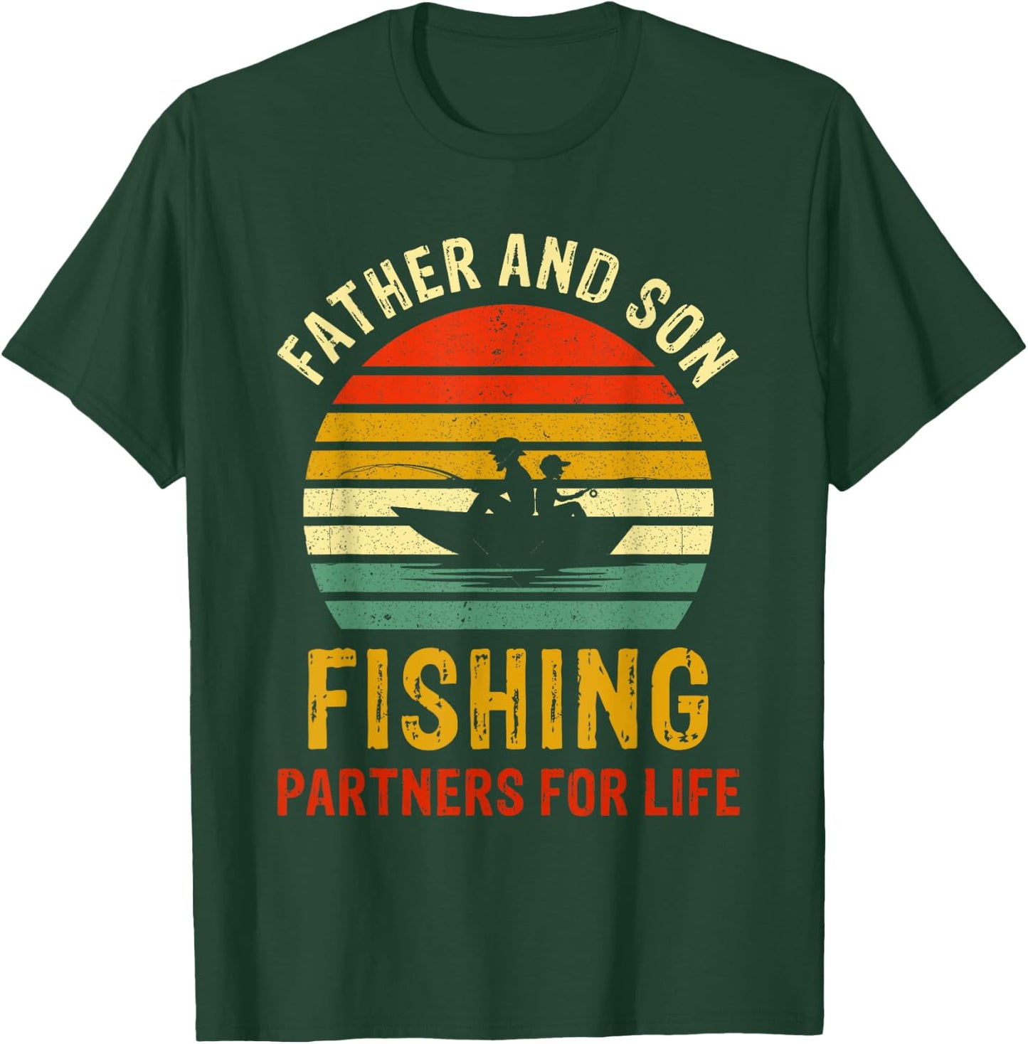 Vintage Dad And Son Fishing Partners For Life Fathers Day T-Shirt - T-Shirt | Forest