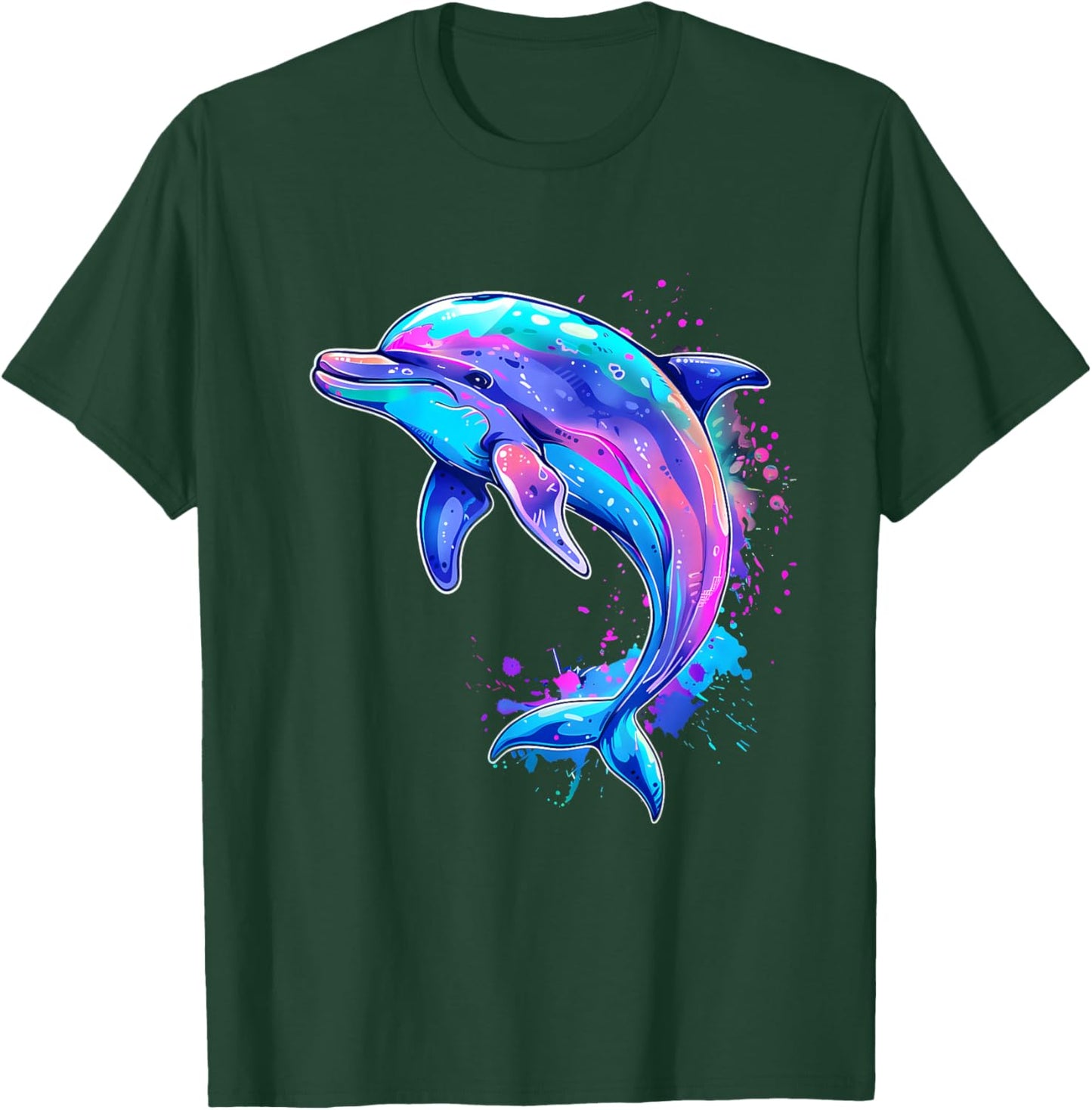 Dolphin Ocean Sea Dolphin Watercolor Sea Ocean Animal T-Shirt - T-Shirt | Forest
