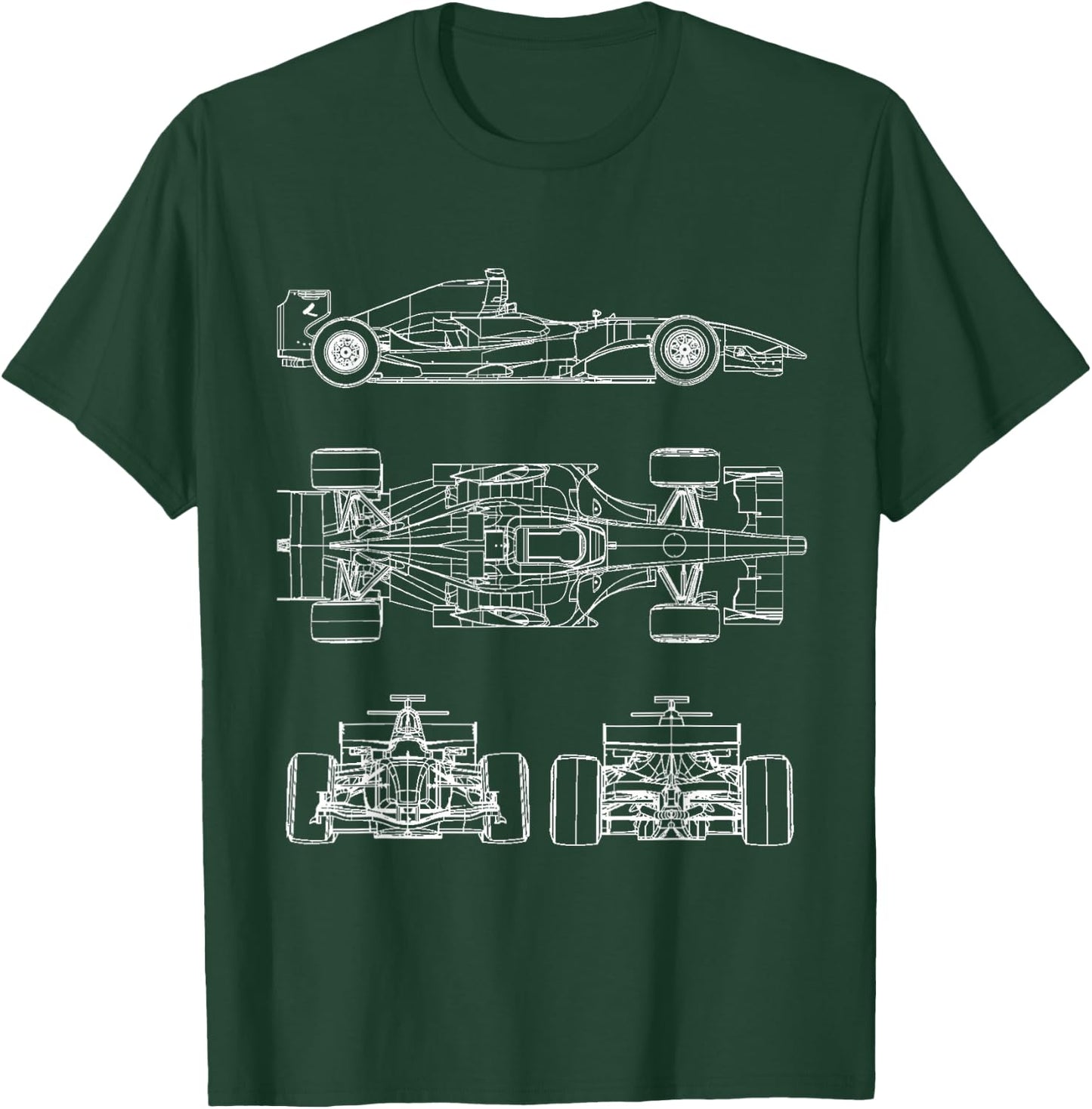 Blueprint Racing car Formula, Project Front, Back, Side View T-Shirt - T-Shirt | Forest