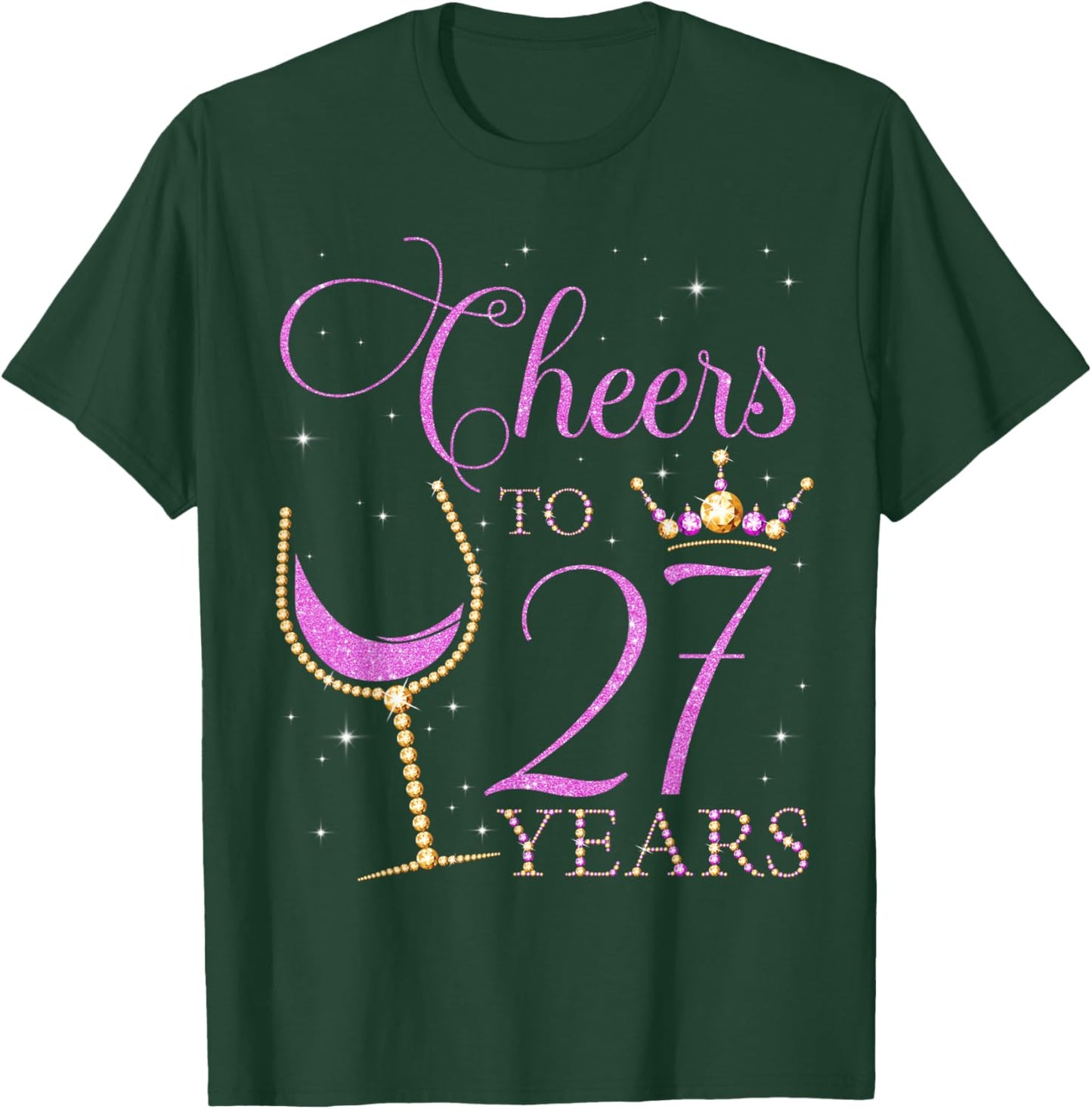 Cheers to 27 Years Old 27th Birthday Party Purple T-Shirt - T-Shirt | Forest