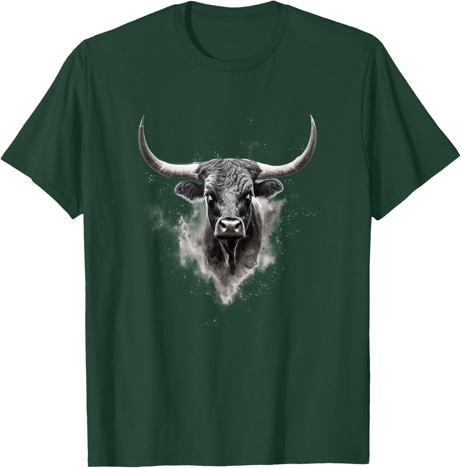 Majestic Bull Head Art: Bold Western Style Statement T-Shirt - T-Shirt | Forest