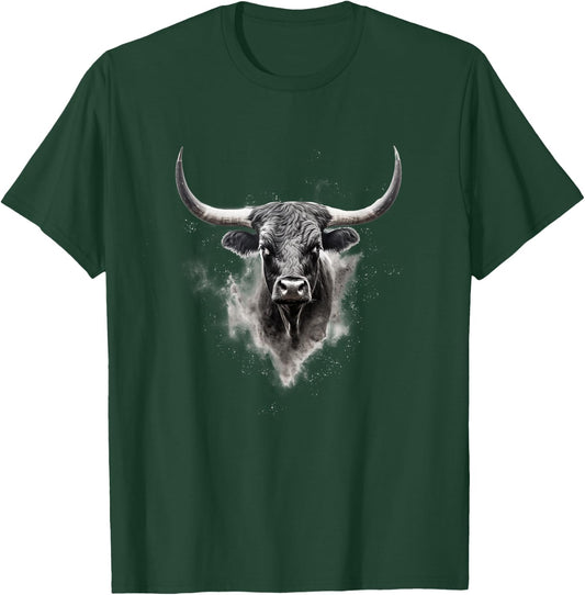 Majestic Bull Head Art: Bold Western Style Statement T-Shirt - T-Shirt | Forest