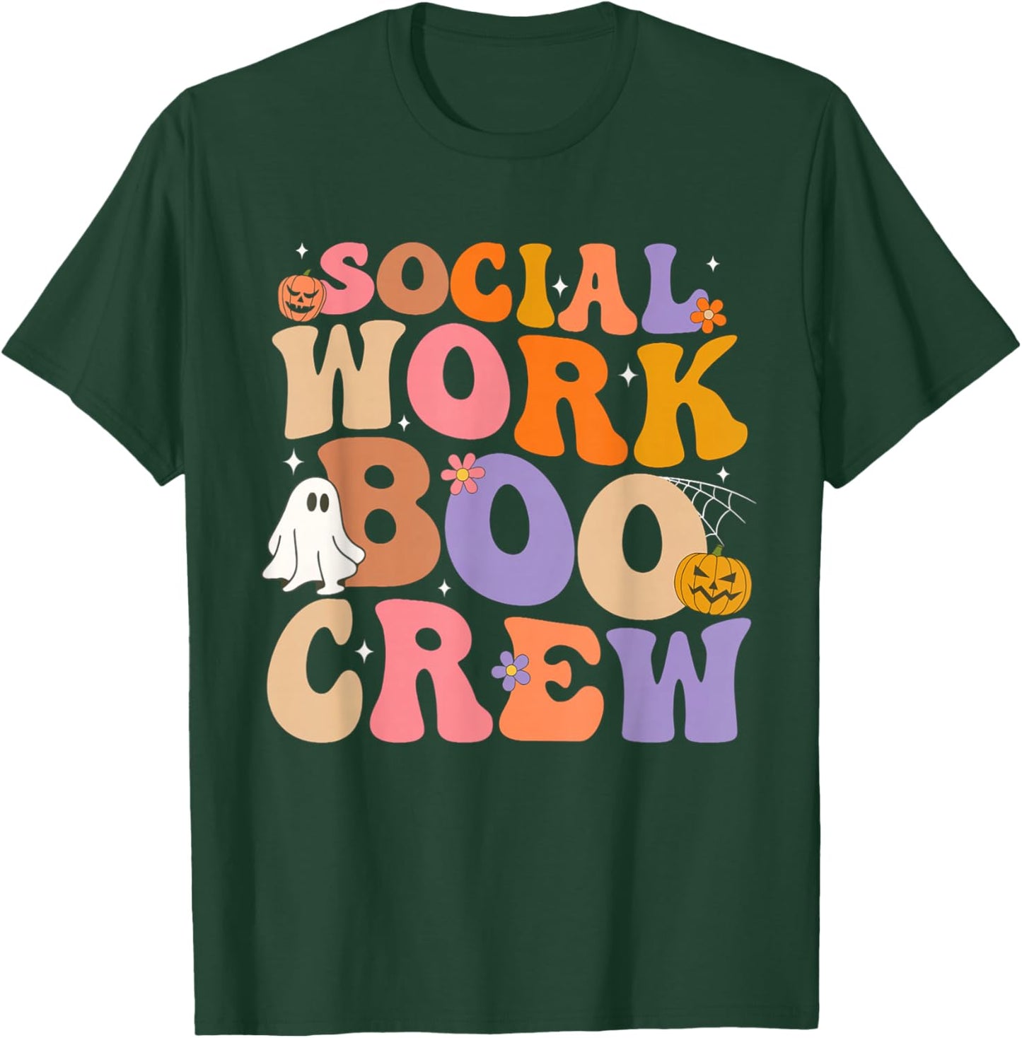 Retro Social Worker Boo Crew Halloween Spooky Psychologist T-Shirt - T-Shirt | Forest