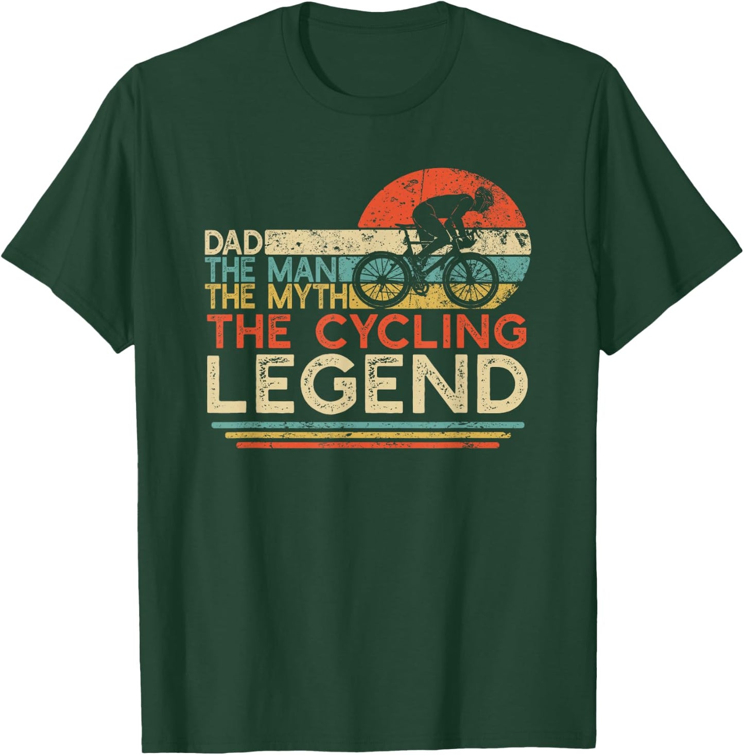 Vintage Cycling Dad The Man The Myth The Legend Cyclist Gift T-Shirt - T-Shirt | Forest