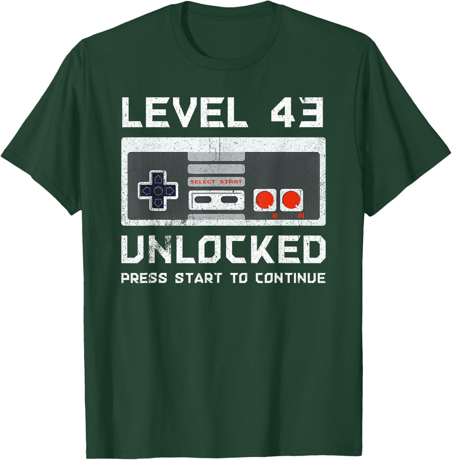 43 Year Old Forty-Three Birthday Gift Level 43 Unlocked Game T-Shirt - T-Shirt | Forest