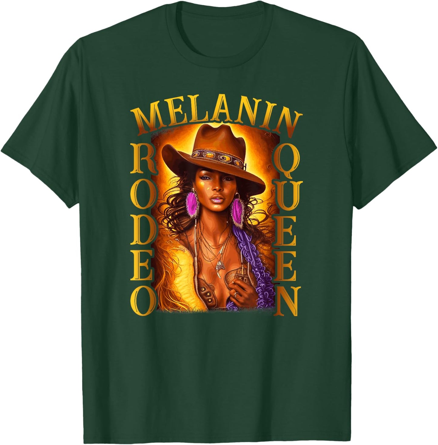 Melanin Rodeo Queen Country African American Cowgirl T-Shirt - T-Shirt | Forest