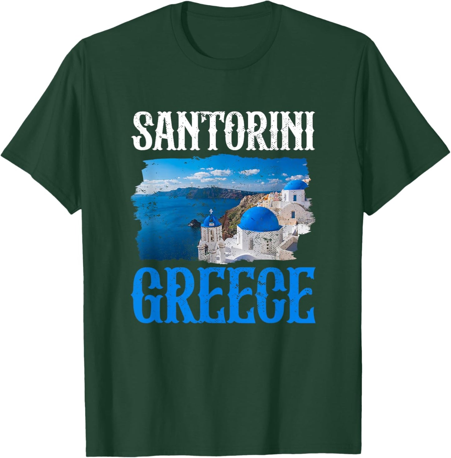 Santorini Greece Painting Souvenir Greek Island Aesthetic T-Shirt - T-Shirt | Forest