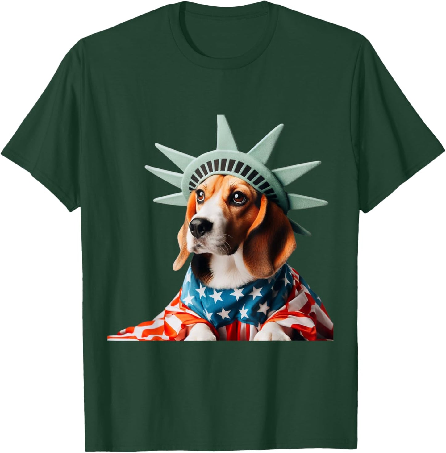Beagle Patriotic Statue Of Liberty 4th of July USA American Kids Men T-Shirt - T-Shirt | Forest