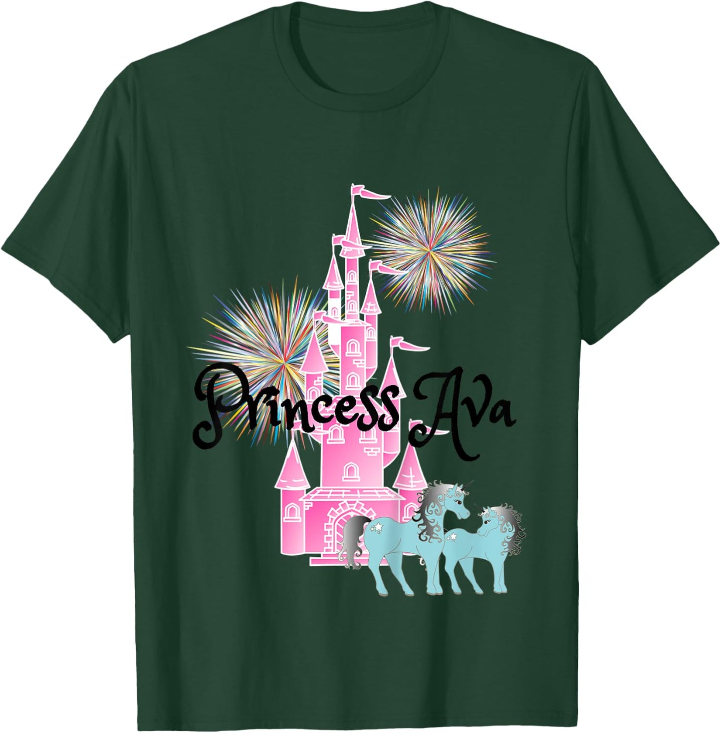 Kids Princess Ava Name Girls Personalized Custom T-Shirt - T-Shirt | Forest
