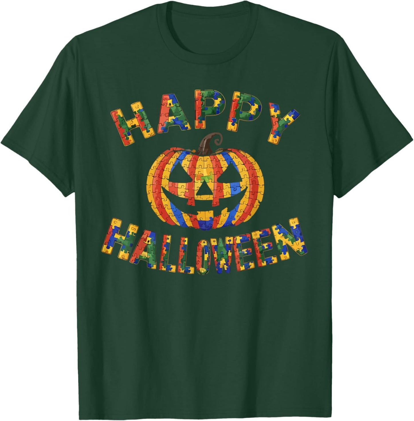 Support Autism Halloween Spooky Autistic Trick Or Treat T-Shirt - T-Shirt | Forest