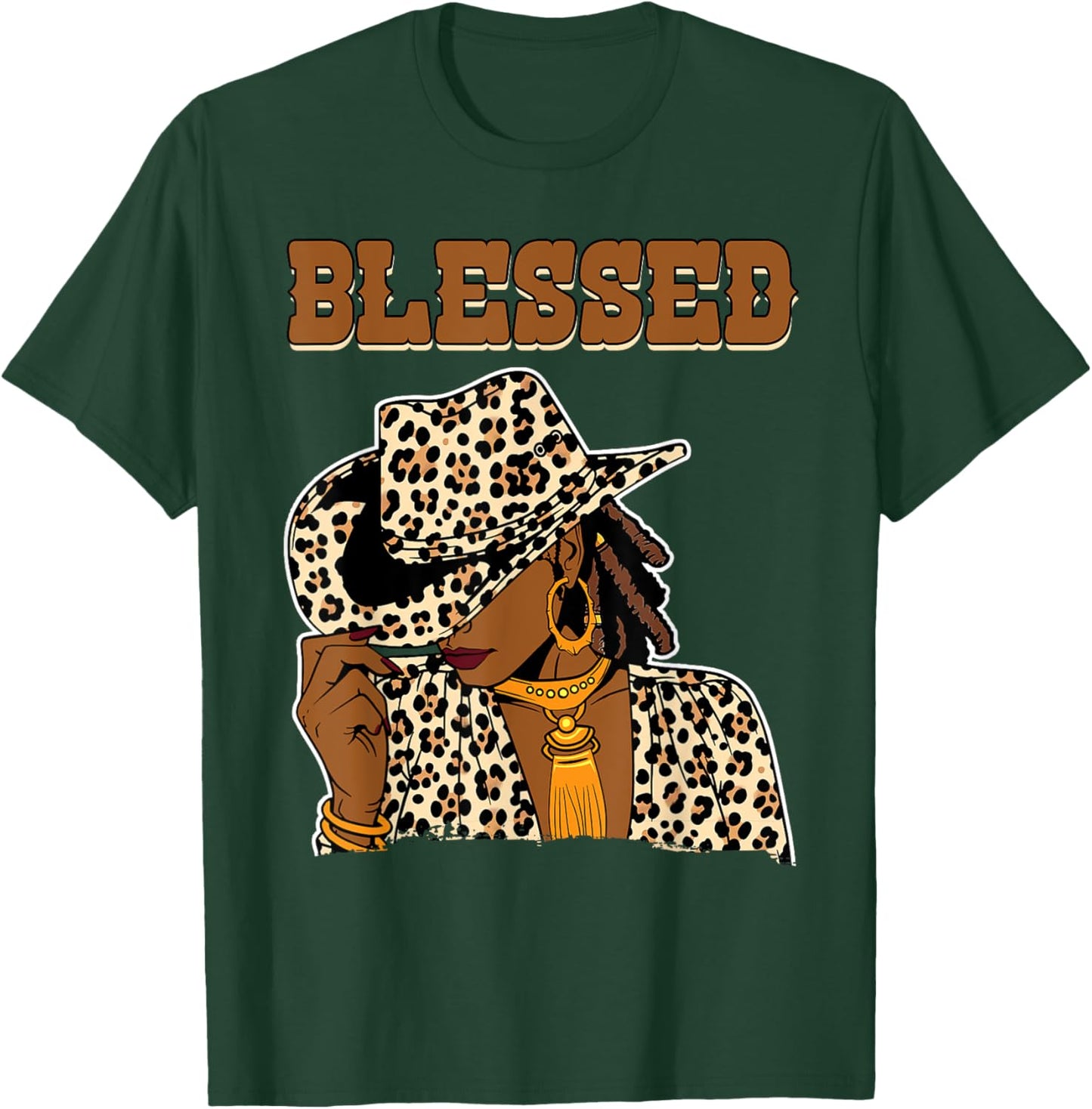 Blessed Cowgirl Black Western Swag African Christian Woman T-Shirt - T-Shirt | Forest