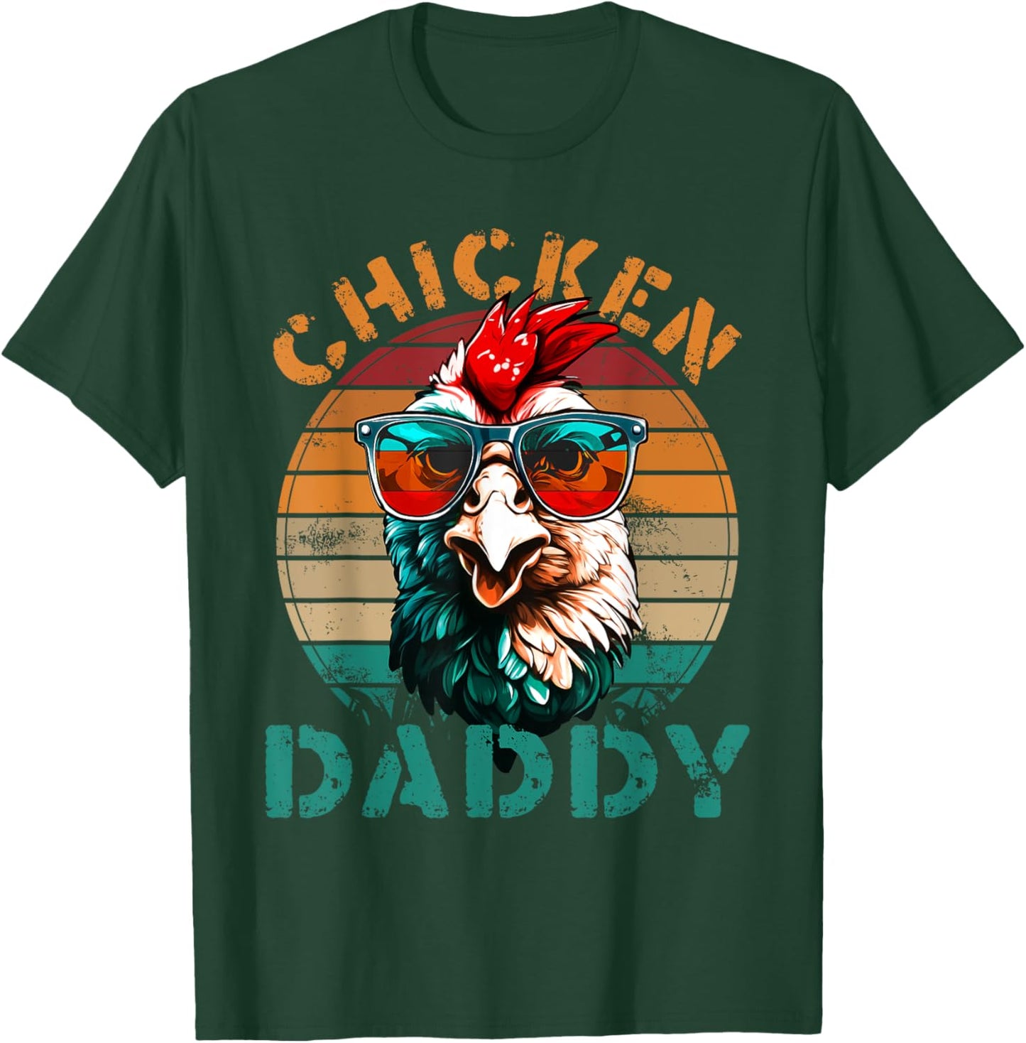 Chicken Daddy Retro Chicken Dad Fathers Day Men T-Shirt - T-Shirt | Forest