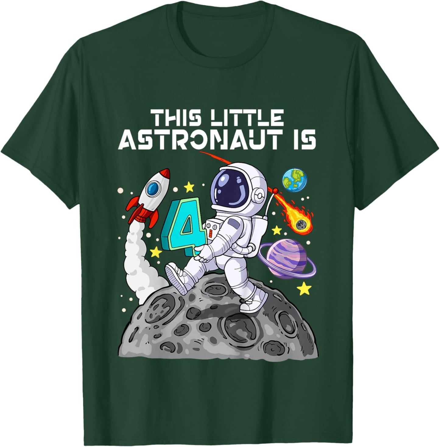 Space 4th Birthday T-Shirt - T-Shirt | Forest