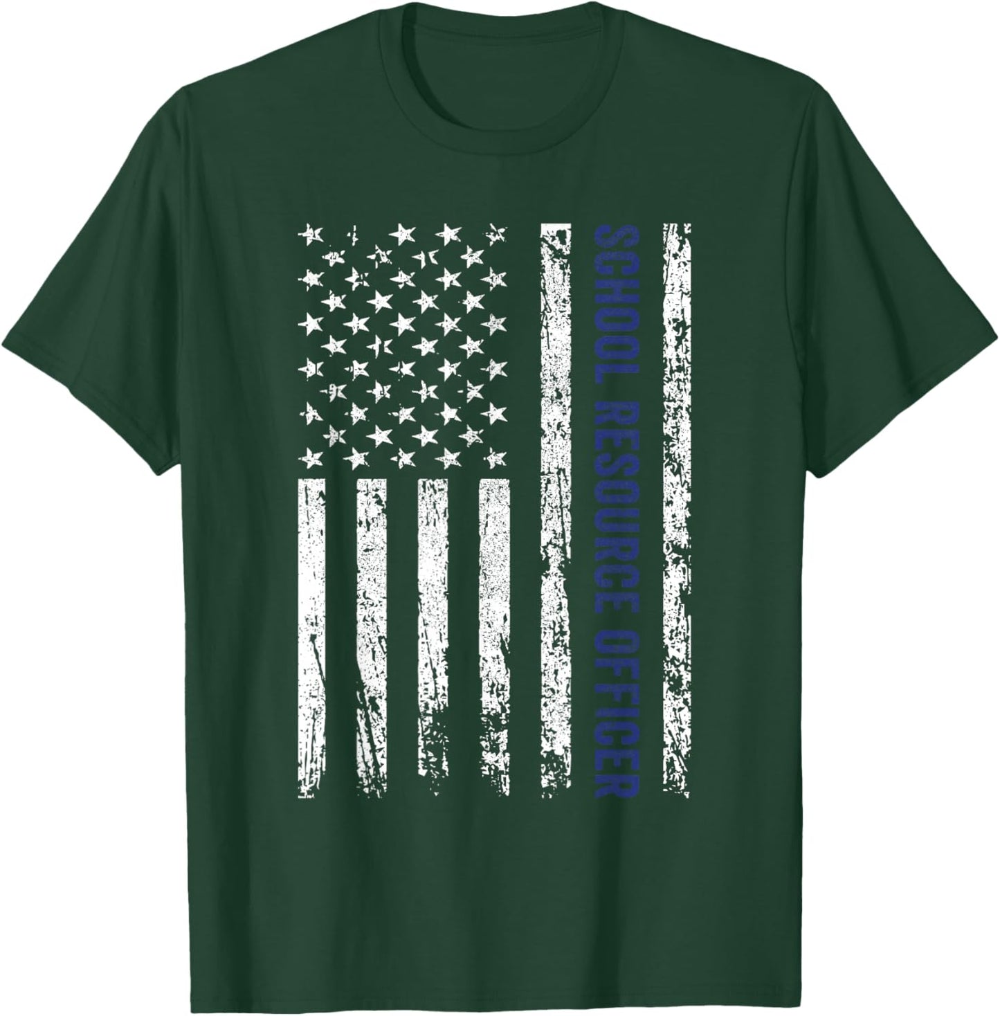 School Resource Officer SRO USA Flag T-Shirt - T-Shirt | Forest