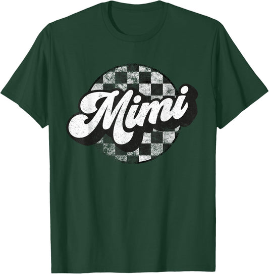 Funny Retro Checkered Mimi Race Vintage Matching Family T-Shirt - T-Shirt | Forest