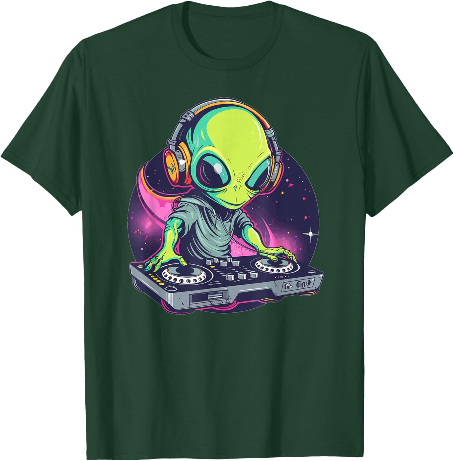 Cartoon Alien DJ T-Shirt - T-Shirt | Forest