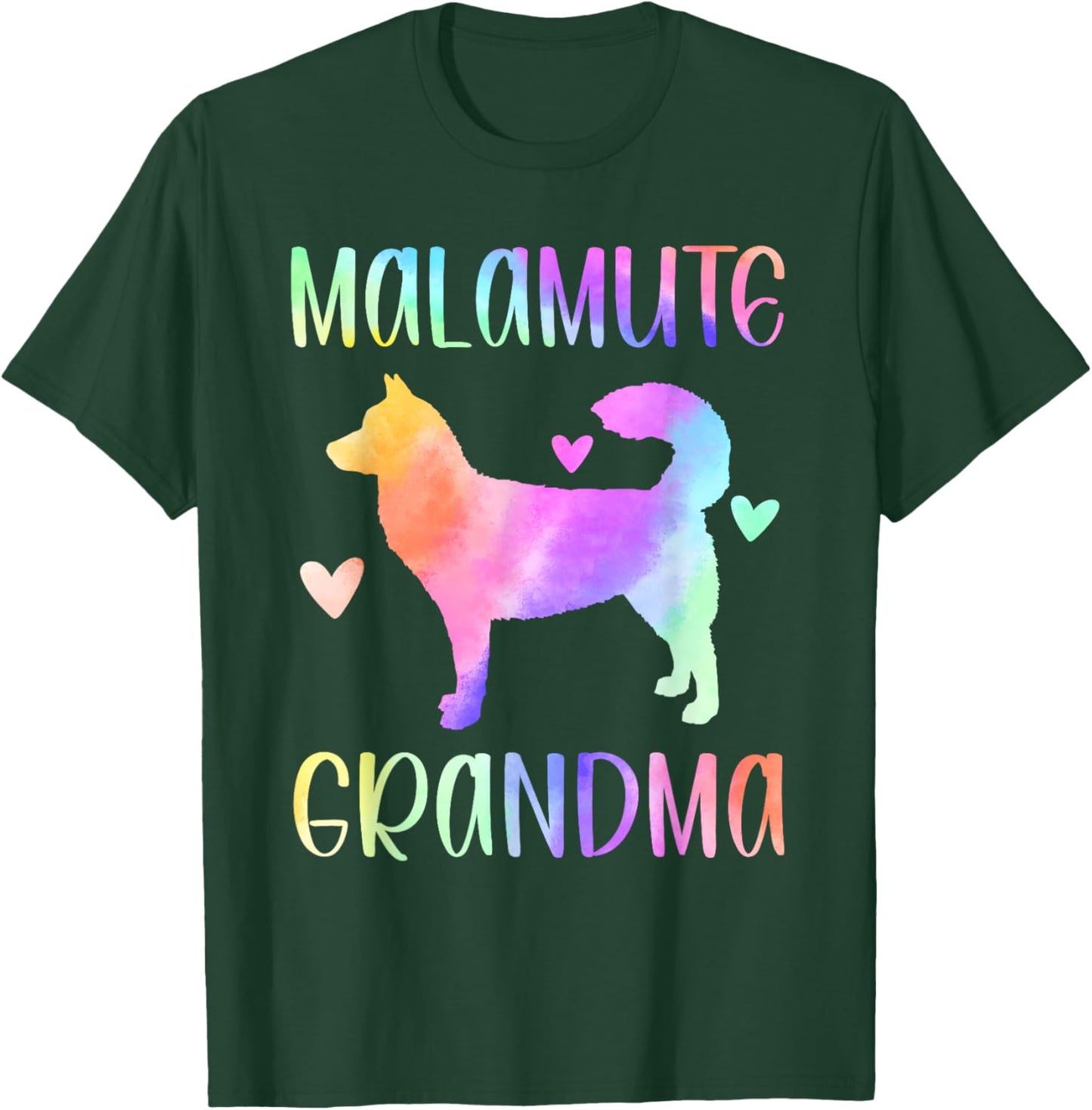 Alaskan Malamute Grandma Malamute Nana Rainbow Watercolor T-Shirt - T-Shirt | Forest