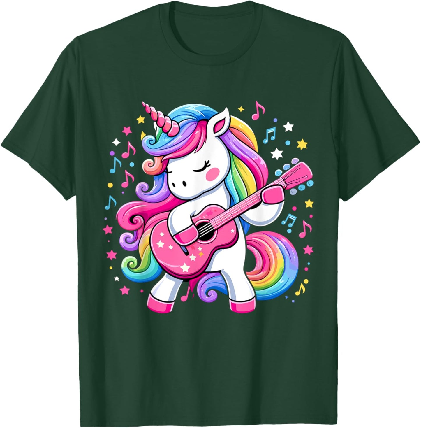 Unicorn Birthday Party Playing Guitar Music T-Shirt - T-Shirt | Forest
