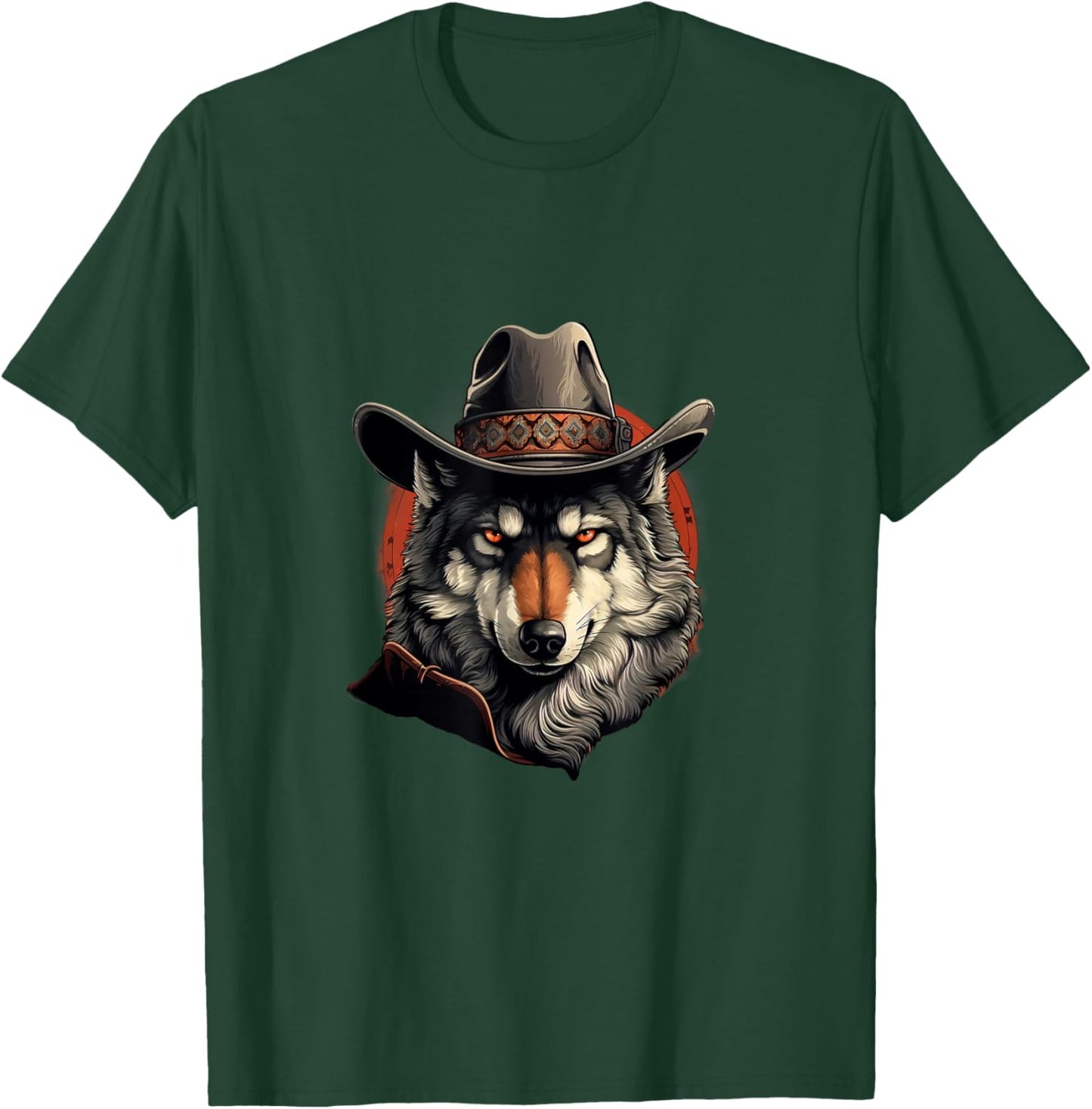 Wolf Cowboy Hat Cowgirl Western Wolf Wolves Lovers T-Shirt - T-Shirt | Forest