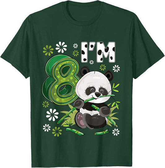 8 Year Old Panda 8th Birthday Party Animal Panda Lover T-Shirt - T-Shirt | Forest