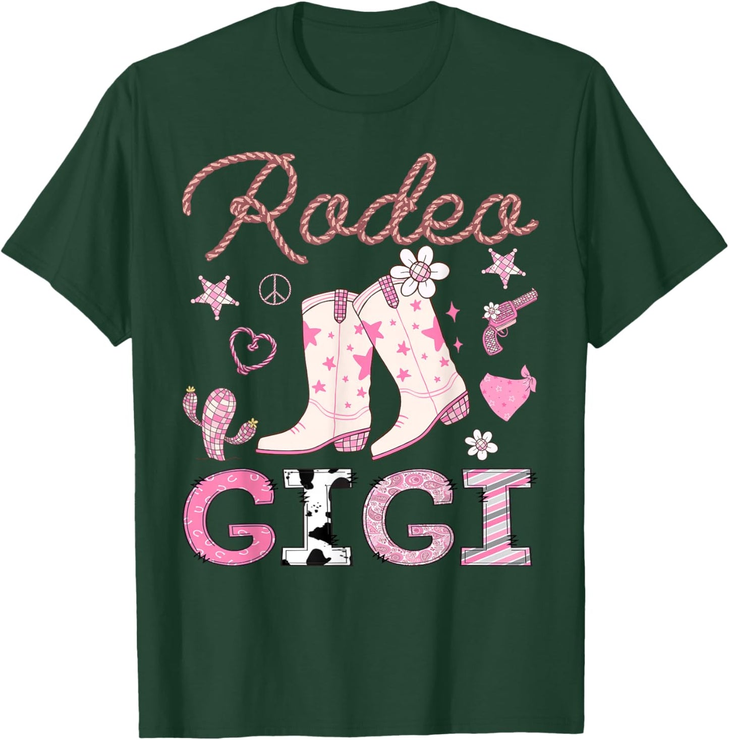 Rodeo Gigi Pink Cowgirl Coquette Boots Birthday Girl T-Shirt - T-Shirt | Forest