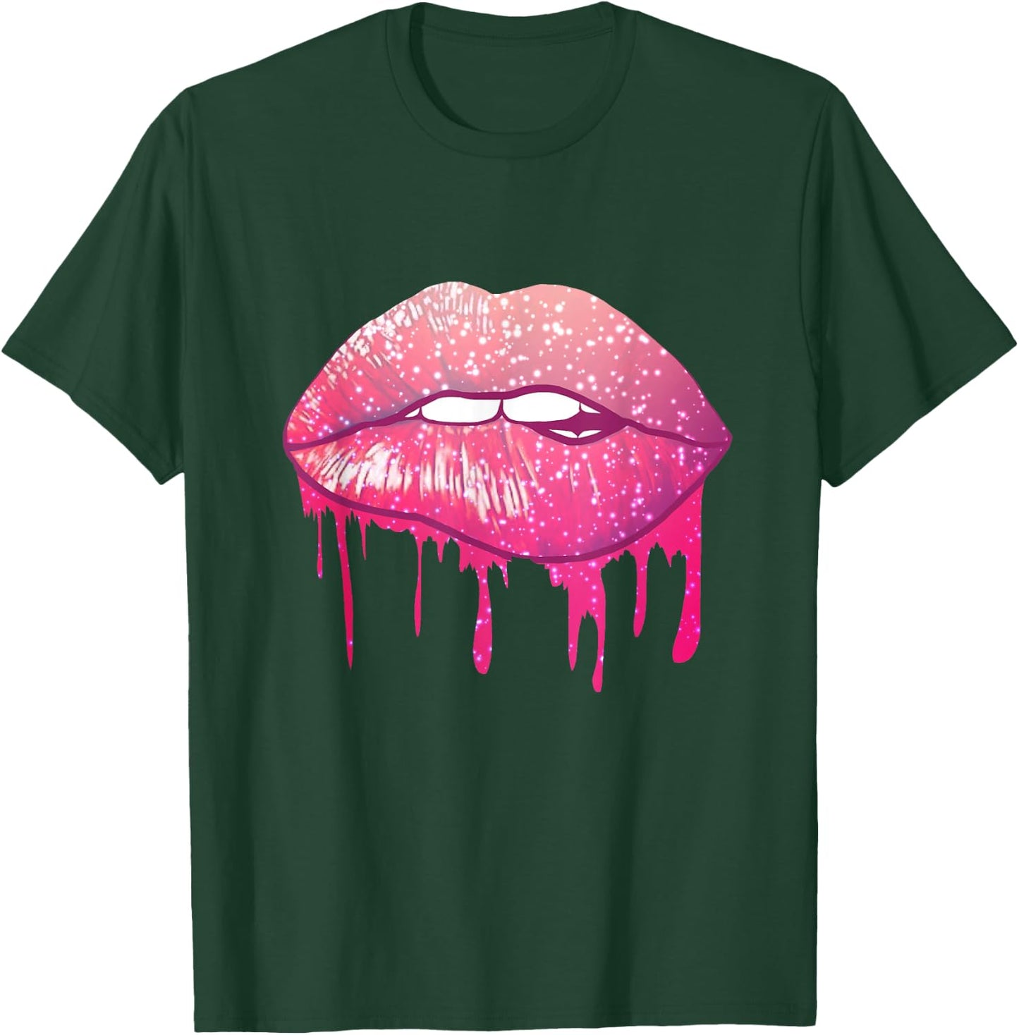 Purple Dripping Biting Lips Lipstick 80s Gifts T-Shirt - T-Shirt | Forest
