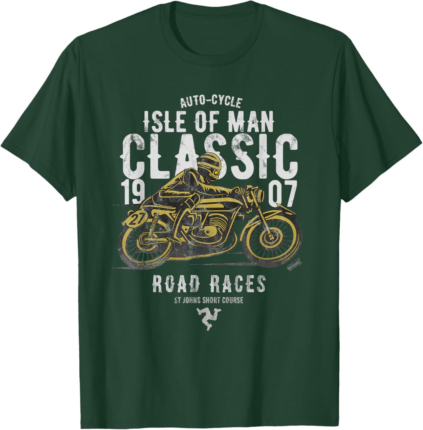 Isle of Man Manx Moto Race Vintage Biker Manx Classic T-Shirt - T-Shirt | Forest