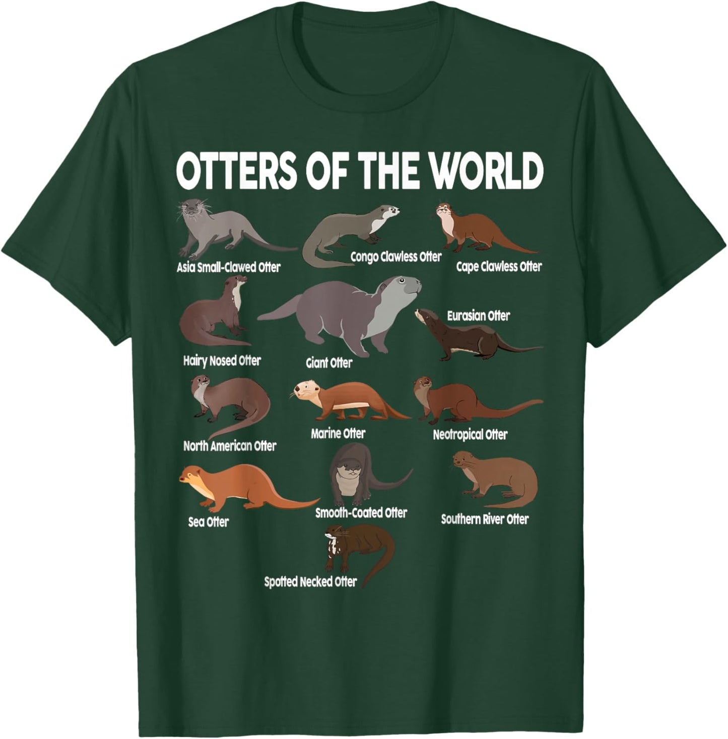 Otters- of The World Kids Girls Men Boy Blue Sea Otter T-Shirt - T-Shirt | Forest