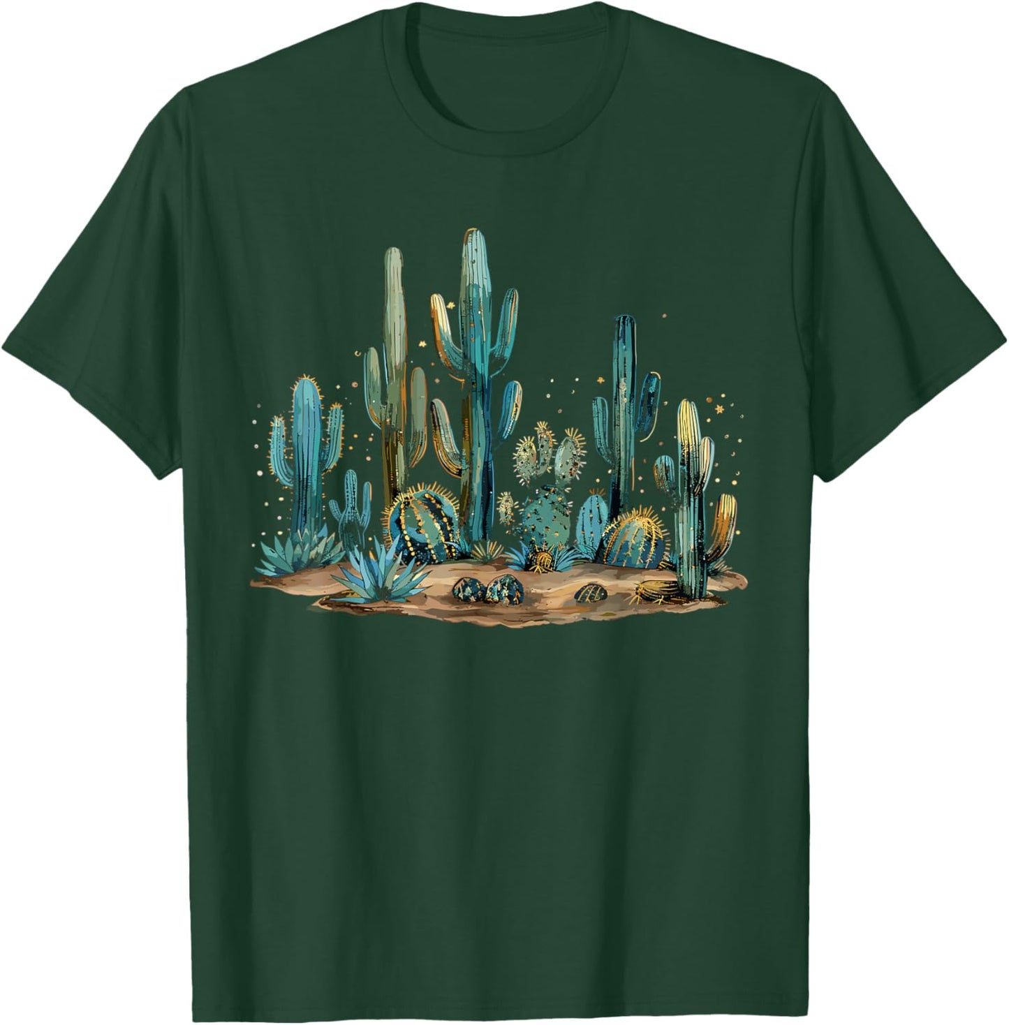 Saguaro Cactus Desert Art Moon Nature T-Shirt - T-Shirt | Forest