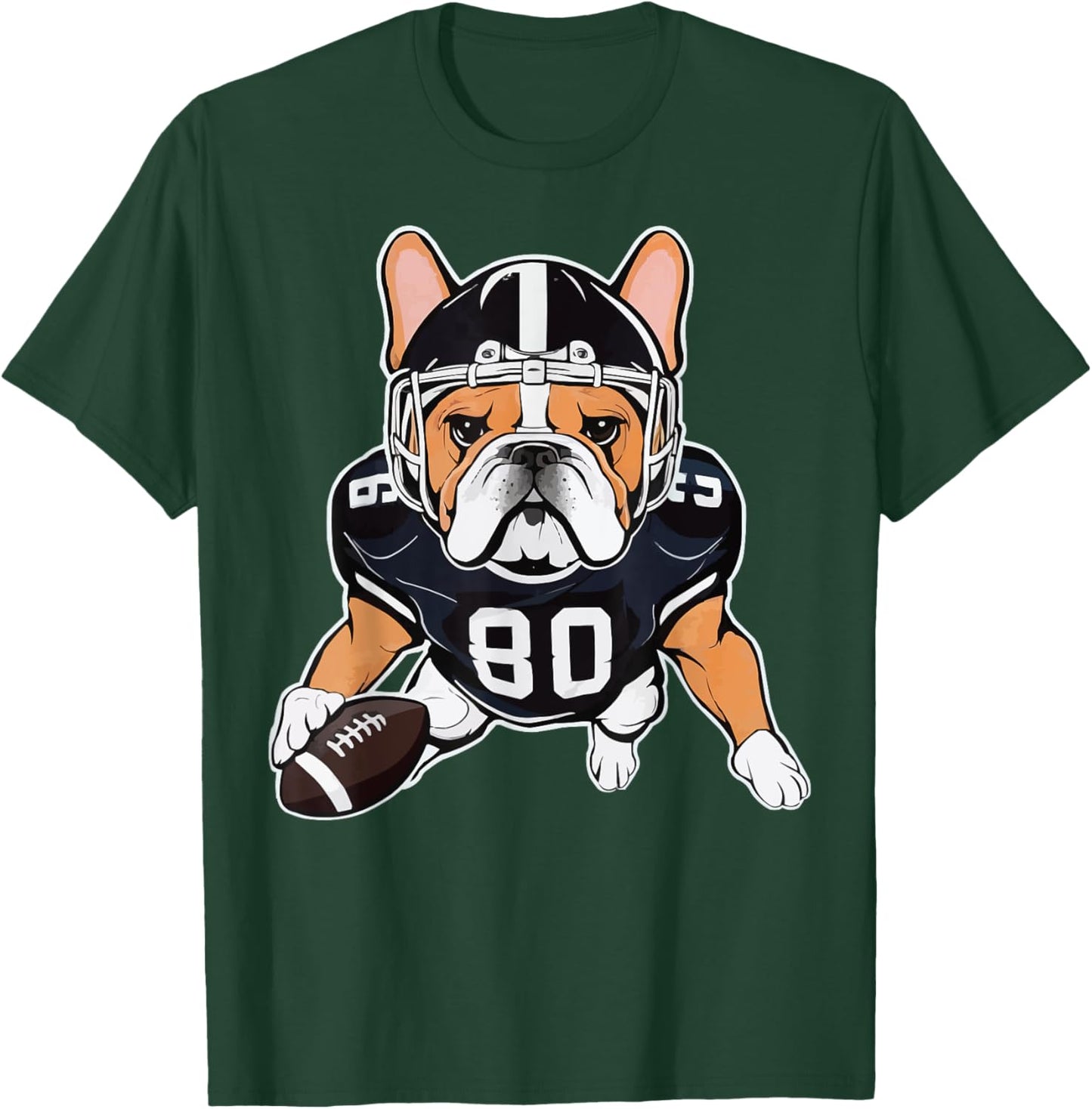 Funny Dog Lover French Bulldog American Football Player T-Shirt - T-Shirt | Forest