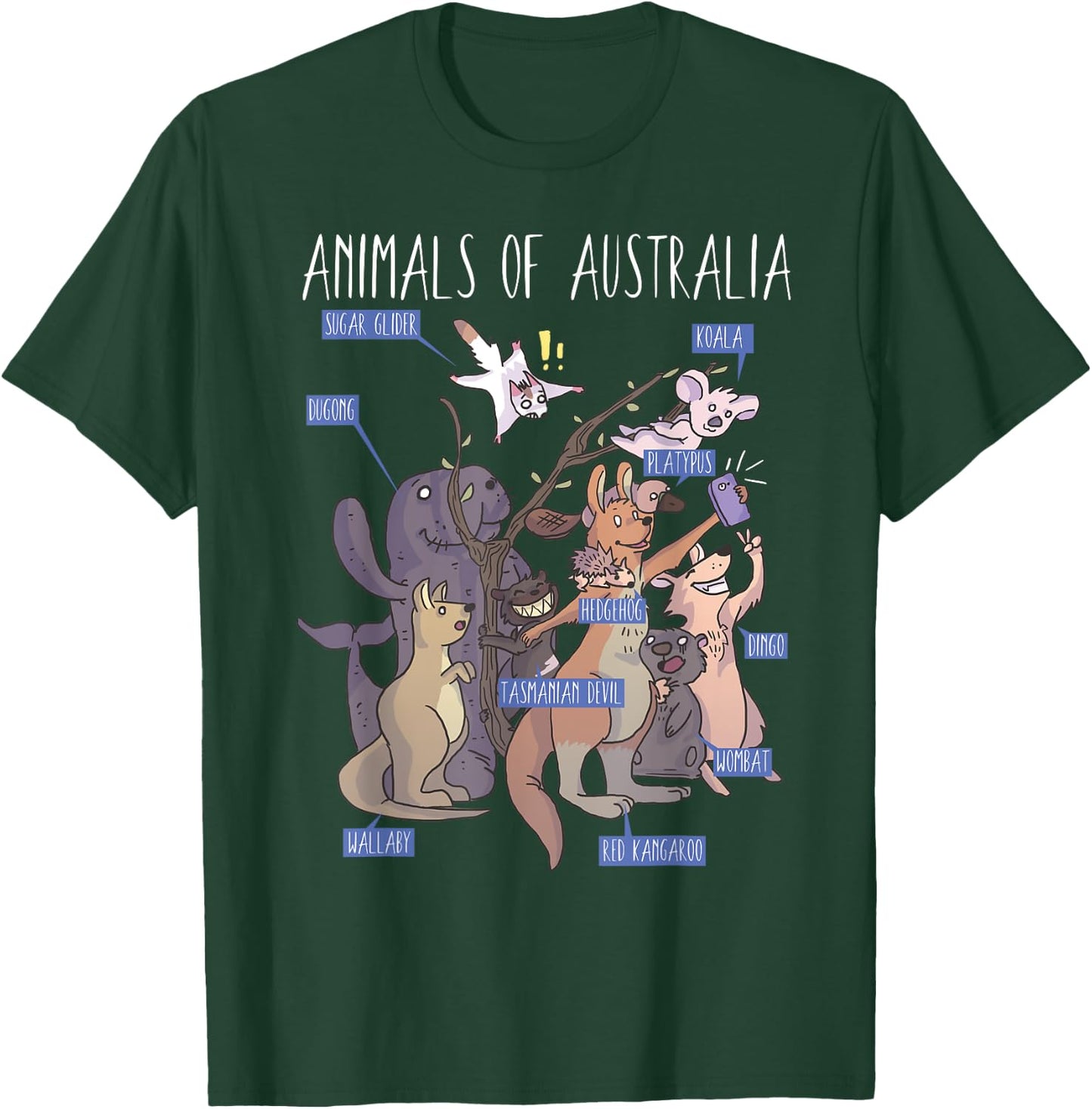 Animals Of Australia Australian Animal Educational T-Shirt - T-Shirt | Forest