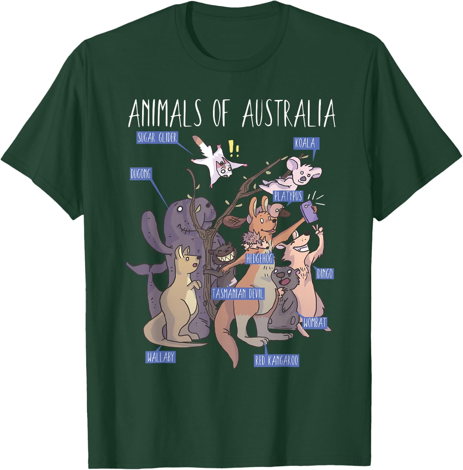 Animals Of Australia Australian Animal Educational T-Shirt - T-Shirt | Forest